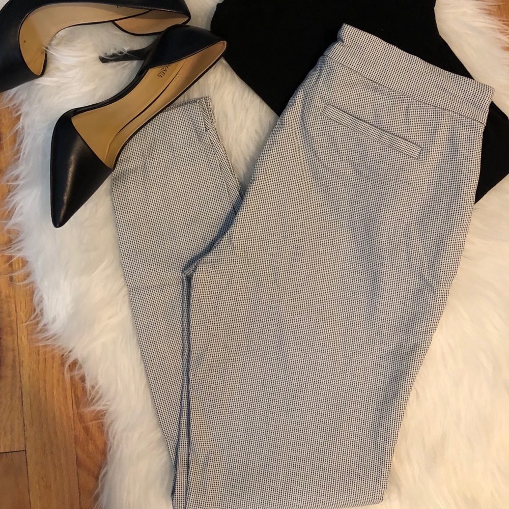 White & Black Mini Checkered-like Patterned Pants